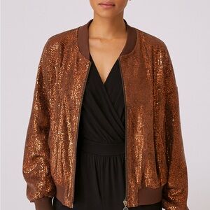 G by Giuliana Copper Metallic Bomber Jacket